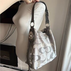 Coach Silver and Gray Shoulder Bag